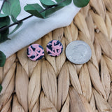 Pink & Navy Circle Studs