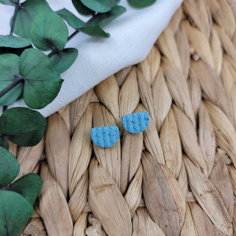 Ocean Blue Half Circle Studs