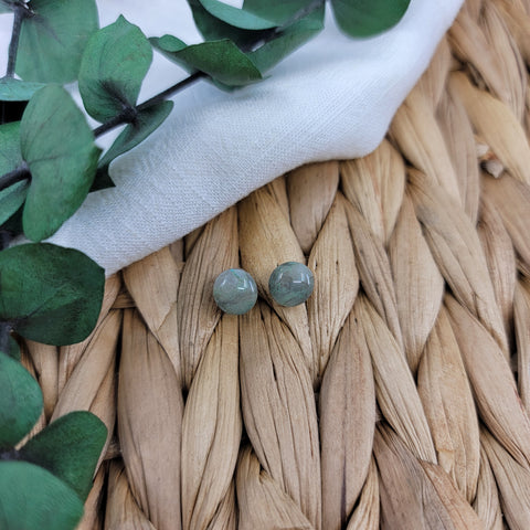 Faux Fuchsite Mini Stud