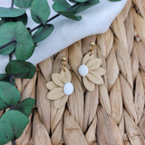 Tan Layered Daisy Dangles