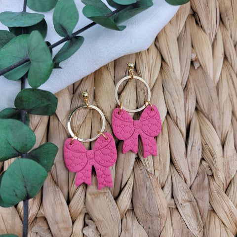Bow Dangles in Fuchsia