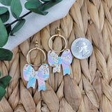 Bow Dangles in Pastel Terrazzo