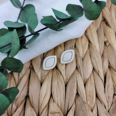 Off White Pointed Oval Studs