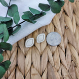 Off White Pointed Oval Studs