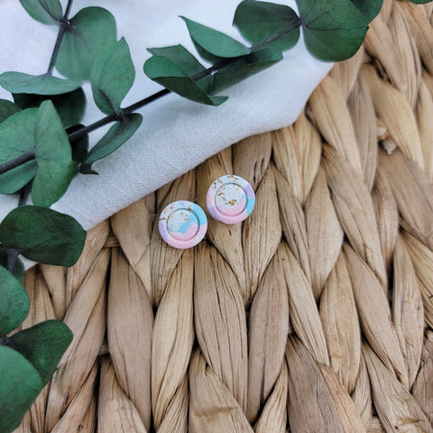 Pastel Terrazzo Double Circle Studs