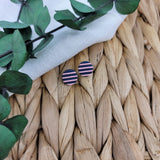 Pink & Navy Striped Mini Studs