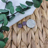 Pink & Navy Striped Mini Studs