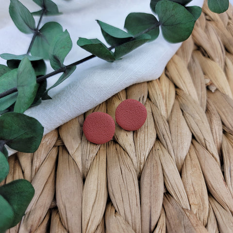 Brick Red Circle Studs with Sandpaper Texture