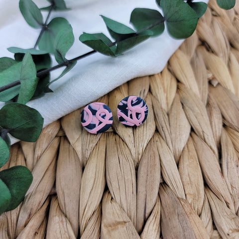 Pink & Navy Circle Studs