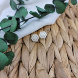 Off White Hexagon Studs