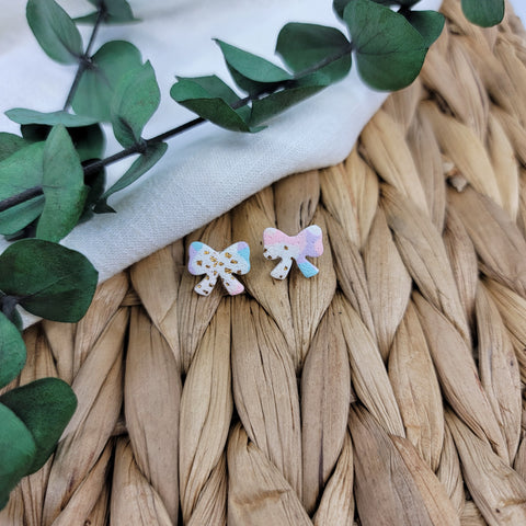 Pastel Terrazzo Bow Studs