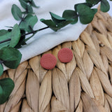 Brick Red Circle Studs with Linen Texture