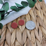 Brick Red Circle Studs with Linen Texture