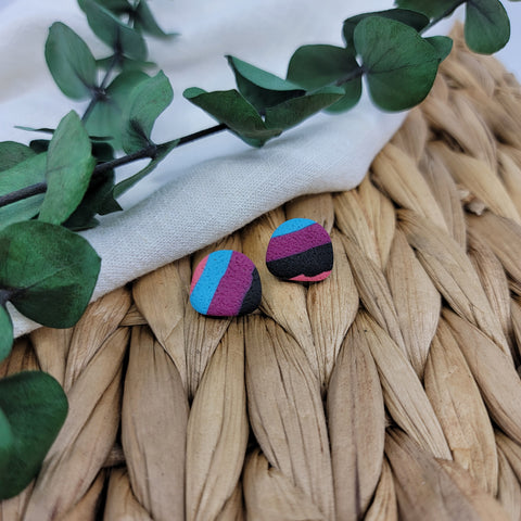 Semicircle Purple Blue Pink Striped Studs