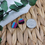 Semicircle Purple Blue Pink Striped Studs