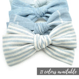 Linen Rona Bow in 11 colors, Newborn Headband or Clip