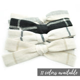 Linen Leni Bow in 11 colors, Newborn Headband or Clip