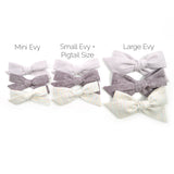 Linen Evy Bow in 11 colors, Newborn Headband or Clip