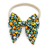 Black, Orange, Yellow, and Blue Floral Elle Bow, Toddler Hairclip