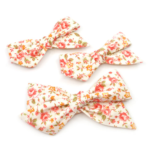 Coral and Mustard Floral Evy Bow, Infant Headband