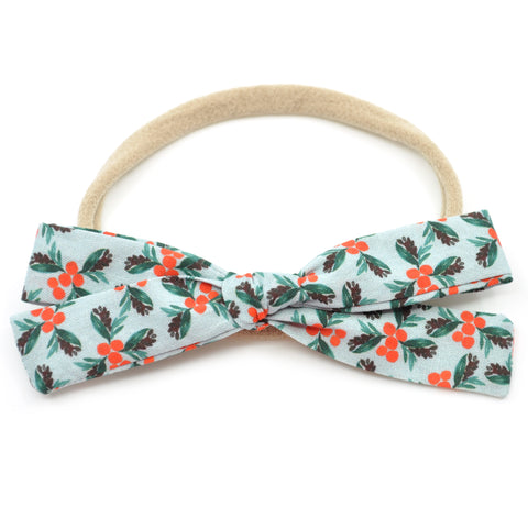 Holly Mistletoe Leni Bow, Infant or Toddler Hair Bow