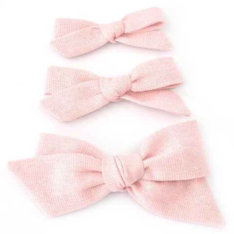 Pink Shimmer Evy Bow, Newborn Headband or Clip