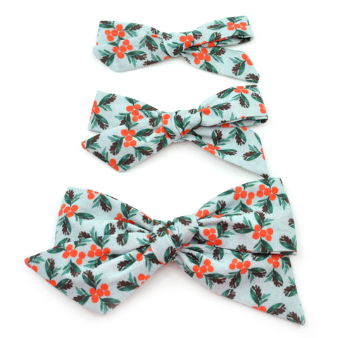 Holly Mistletoe Evy Bow, Newborn Headband or Clip