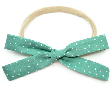 Pine Green Polka Dot Leni Bow, Infant or Toddler Hair Bow