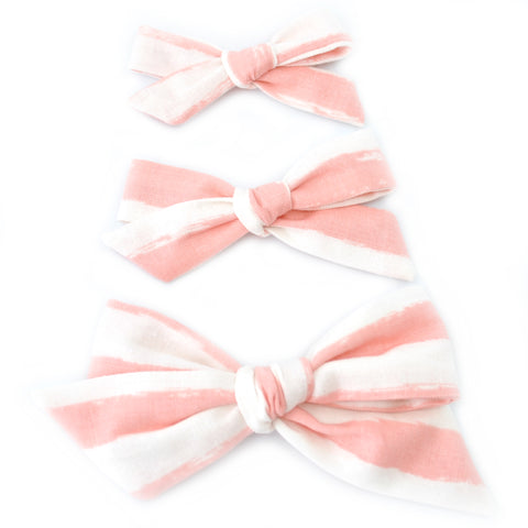 Pink & Ivory Brushstrokes Evy Bow, Newborn Headband or Clip