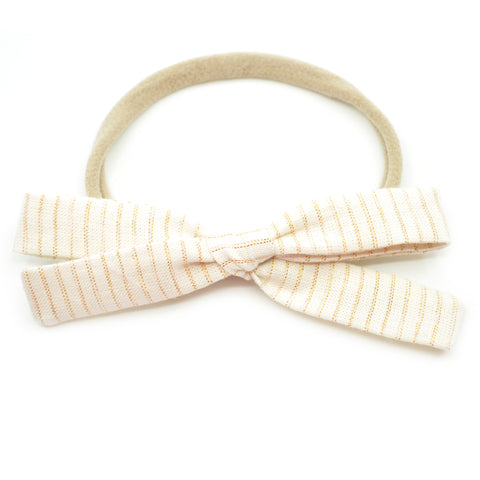 Ivory & Gold Tinsel Leni Bow, Infant or Toddler Hair Bow