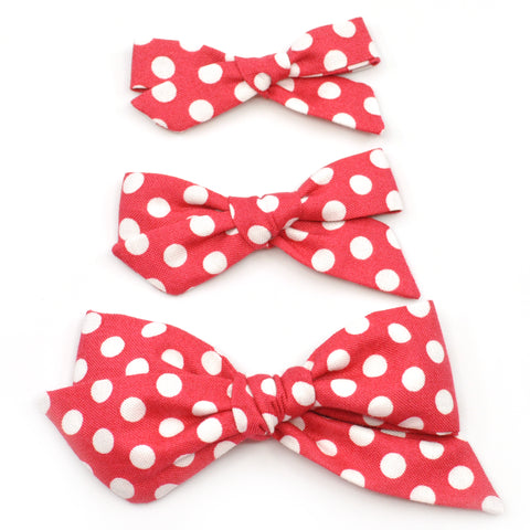 Strawberry Red Polka Dot Evy Bow, Newborn Headband