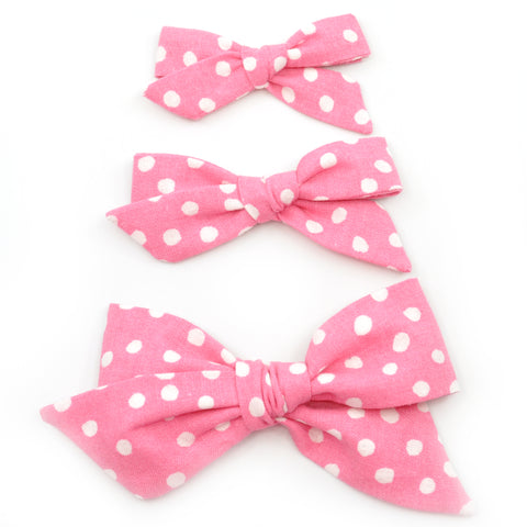 Pink Scattered Polka Dot Evy Bow, Newborn Headband