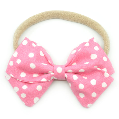 Pink & White Scattered Polka Dot Anna Bow