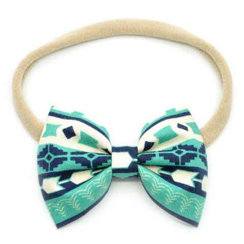 Teal Aztec Belle Bow, Tuxedo Bow