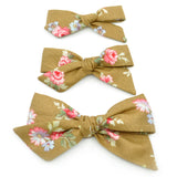 Hazelnut & Small Pink Floral Evy Bow, Newborn Headband
