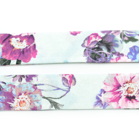 Ice Blue & Purple Floral Bow Tie OR Anna Bow