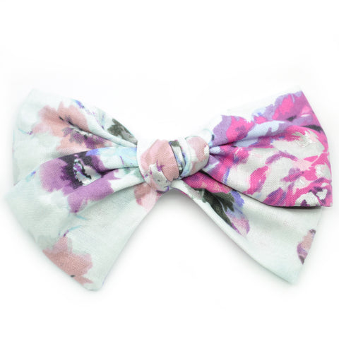 Ice Blue & Purple Floral Rona Bow
