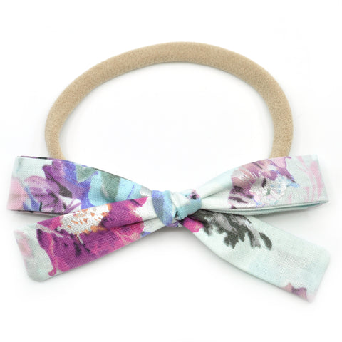Ice Blue & Purple Floral Leni Bow