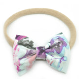 Ice Blue & Purple Floral Belle Bow, Tuxedo Bow