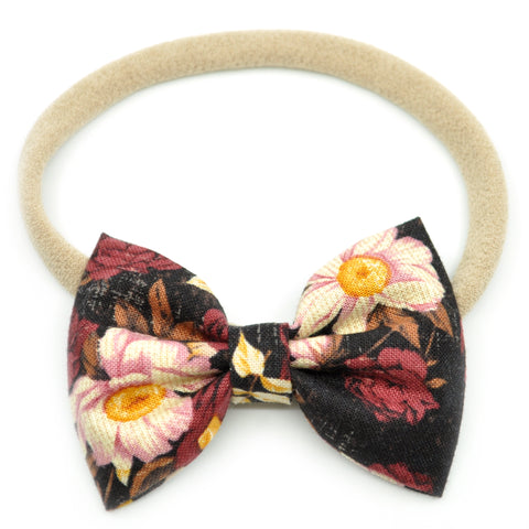 Burgundy Floral Belle Bow, Tuxedo Bow