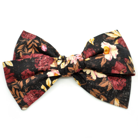 Burgundy Floral Rona Bow