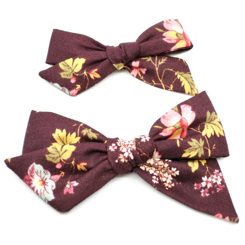 Mulberry Floral Evy Bow, Newborn Headband