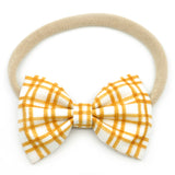 Mustard Plaid Belle Bow, Tuxedo Bow