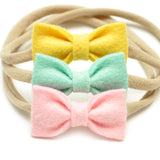 Mini-Felt Newborn Headbands, Tiny Baby Bow Set