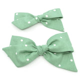Sage Green Polka Dot Evy Bow, Newborn Headband