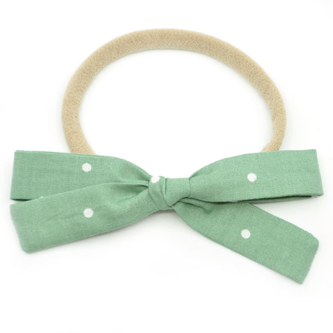Sage Green Polka Dot Leni Bow