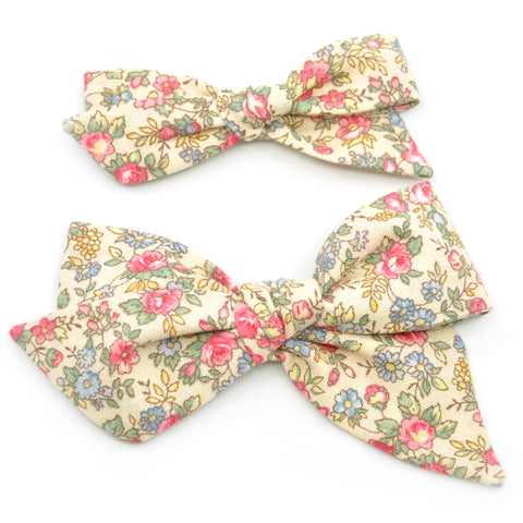 Antique Ivory Floral Evy Bow, Newborn Headband