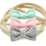 Mini-Felt Newborn Headbands, Tiny Baby Bow Set