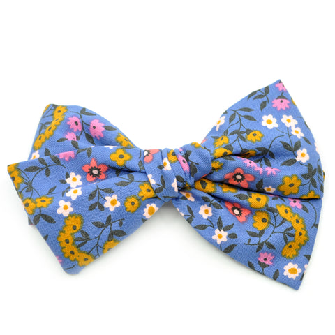 Dark Periwinkle Floral Rona Bow