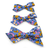 Dark Periwinkle Blue Floral Evy Bow, Newborn Headband